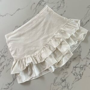 IVIVI Linen Ruffle Mini Skort - White - Size Large